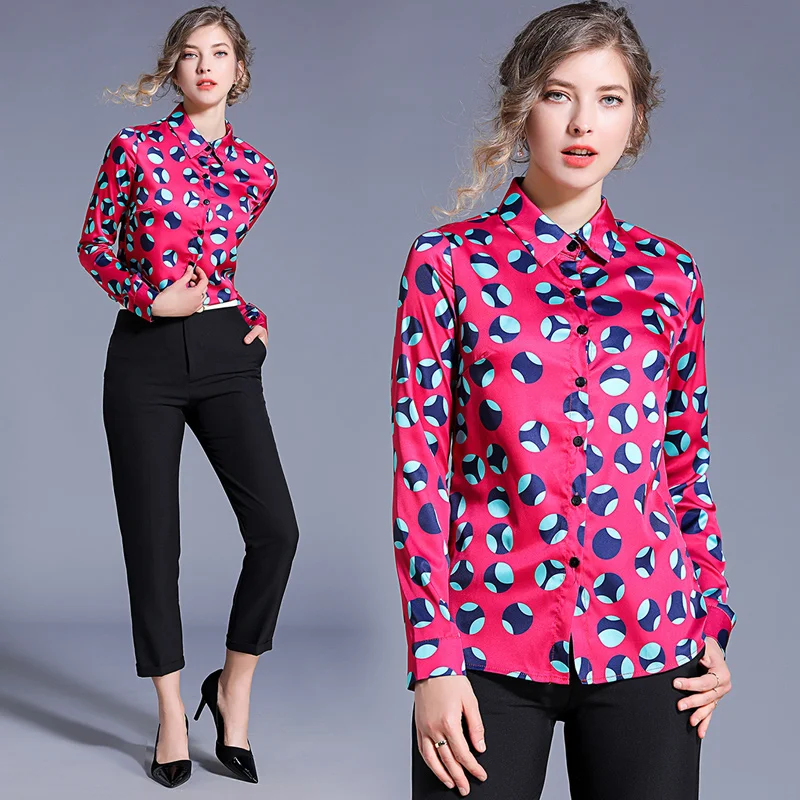 

Peritiny Fashion Polka Dot Blouse Women's Long Shirt Female Tunics of Large Sizes Blouses For Women 2019 Drop Shipping