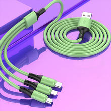 Liquid soft rubber 3 in 1 is suitable for Apple Android multifunctional 3 in 1 universal 3 head fast charging data cable