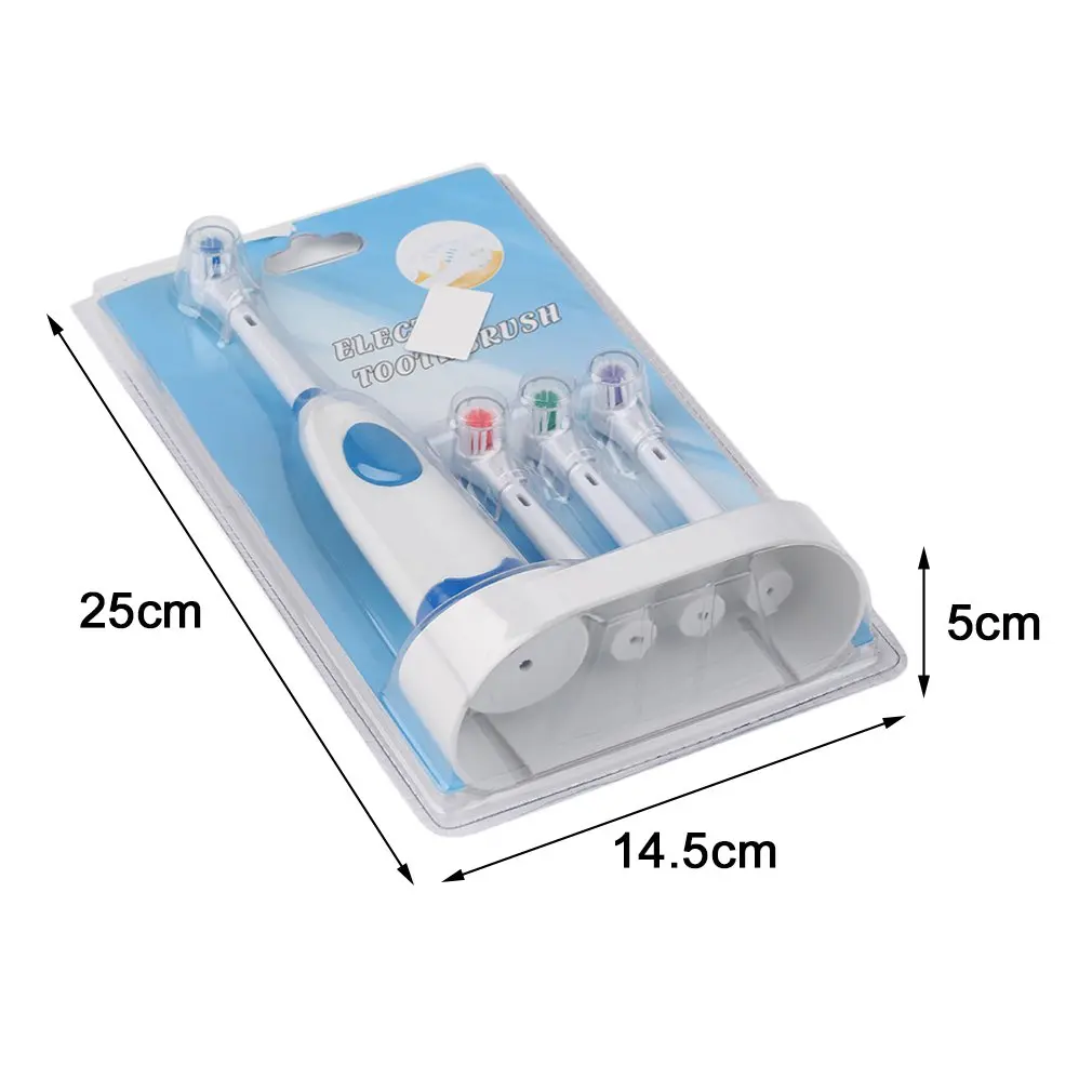 Portable Battery Operated Electric Toothbrush Set 1 Adult Toothbrush+3 Brush Heads Ultrasonic Sonic Rotary Electric Toothbrush