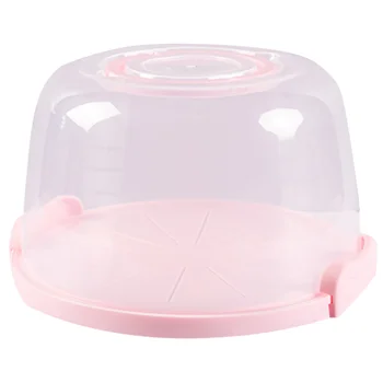 

8 Inches Cake Box Portable Handheld Cake Packaging Food Storage Case Fresh Keeping Container with Lid (Pink)