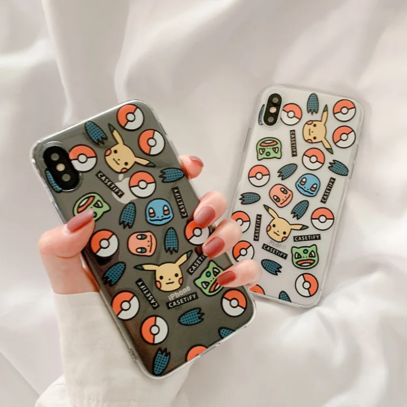 

Cartoon Pokemons Pikachue Charmander Phone Case for iPhone 11 Pro XS MAX case Silicone Cover for iPhone 7 6 6s 8 Plus X XR Case