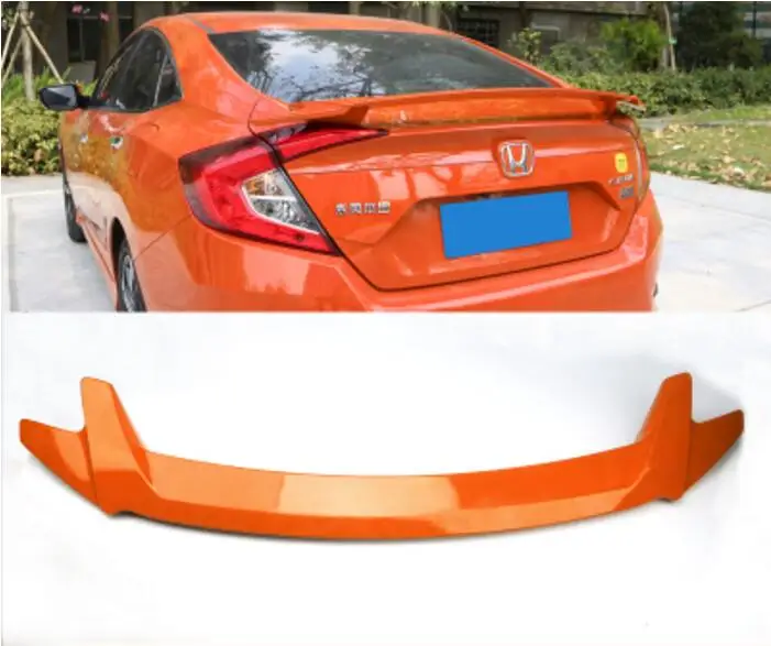 ABS заднее крыло багажника выступ Спойлеры Подходит для Honda Civic 4 Двери Седан - Цвет: Оранжевый