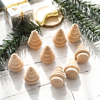 

20Pcs/Lot Diy Mini Wooden Christmas Tree Xmas Home Decoration Room Decor Wooden Blank Kids Handmade Wood Crafts Peg Doll