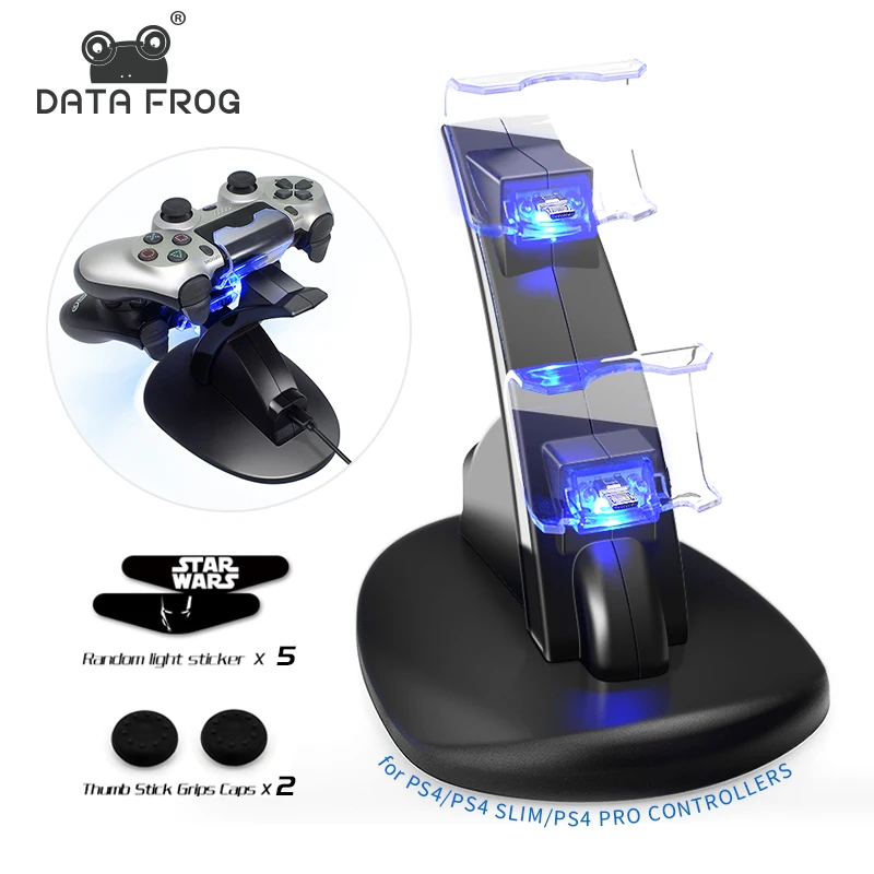 Зарядная Станция DATA FROG с двумя USB портами для контроллеров Sony Playstation PS4 Подставка