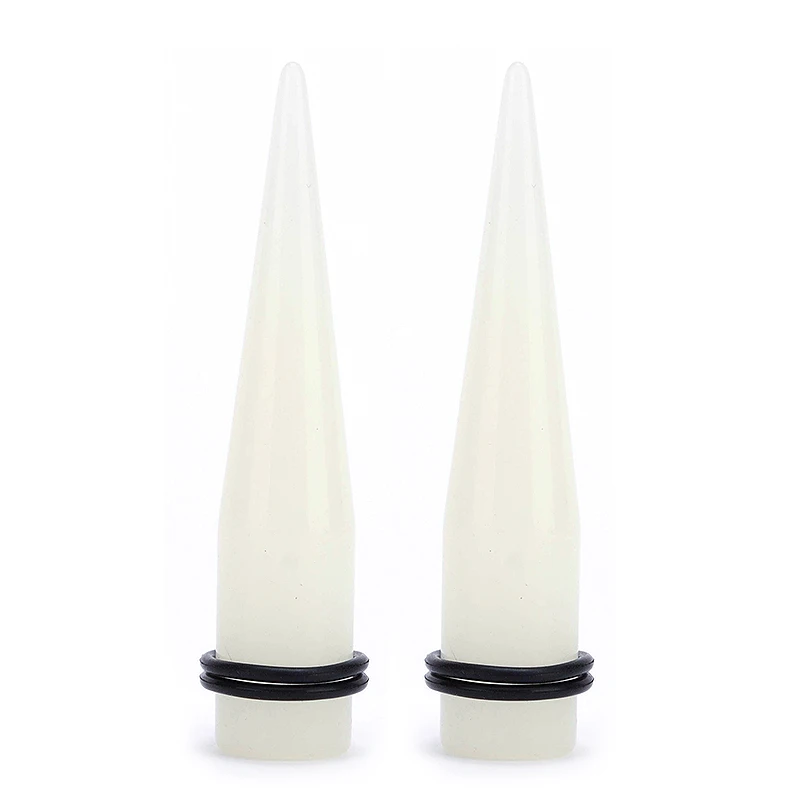 1Pair Glow in Dark Ear Plug and Tunnel Earring Gauge Expander Stretcher Tragus Piercing Organic Spike Cone Silicone Body Jewelry