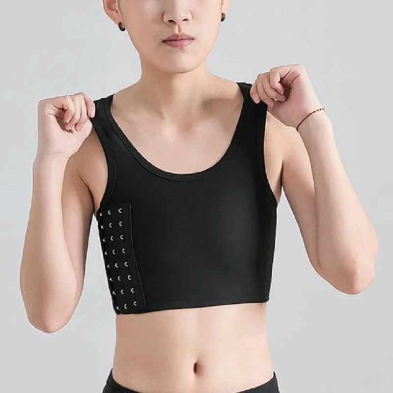 Women Breathable Chest Breast Binder Side Buckle Short Vest Tops Chest