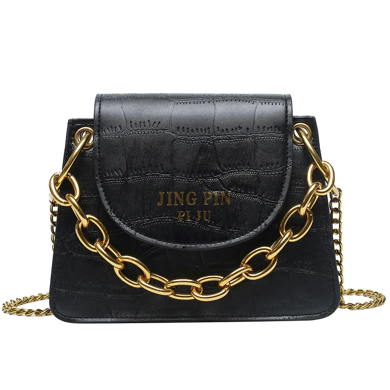 

Fashion WOMEN'S Bag 2020 New Style Stylish Shoulder Bag Women's Korean-style Versatile Shoulder Bag Stone Pattern Chain Square S