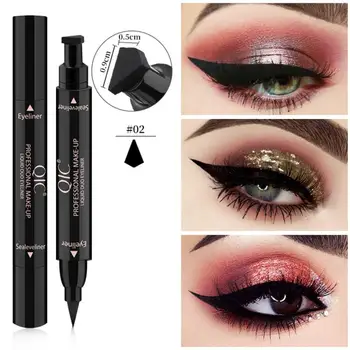 

2 In1 Eyeliner Stamp Liquid Eyeliner Pencil Waterproof Long Lasting Black Double-Headed Eyeliner Pen Cosmetic Eye Makeup Tool