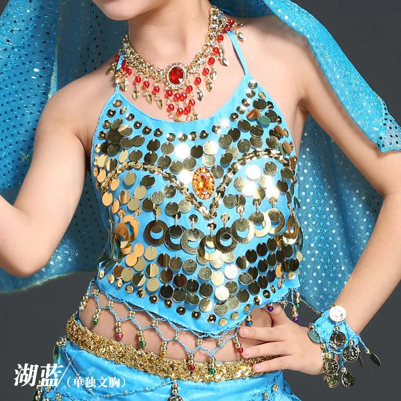 Blue Top only Детский набор костюма для танца живота Восточный танец девушки танец живота Индия танец живота одежда танец живота дети индийские костюмы - Цвет: Blue Top only