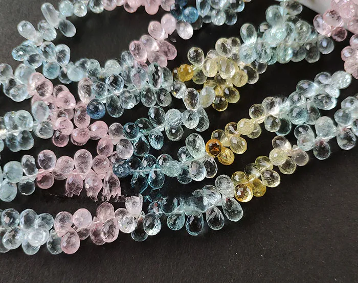 

loose beads AAA Morganite drop faceted 6-9mm 20cm for DIY jewelry making FPPJ wholesale beads nature gem stone