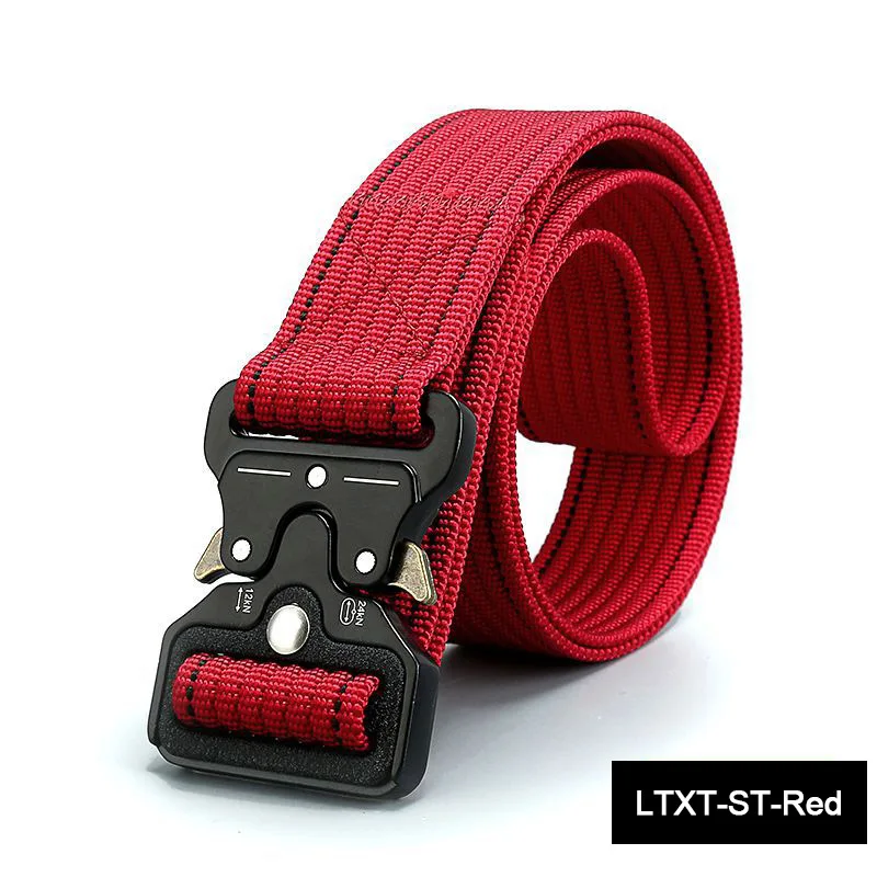 LTXT-ST-RED LiuWeiShun Heavy Duty Tactical Belts Men Waist Straps Army Military Equipment Hunting Nylon Belts With Znic Alloy Buckle - Цвет: LTXT-ST-RED