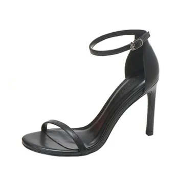 

One-word buckle sandals women 2020 summer new stiletto sexy all-match French girl fairy style high-heeled women's shoes