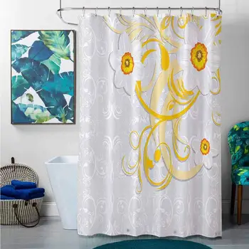 

Shower Curtains for Bathroom Fabric Lilac Daffodil Decor,Daffodils on Ornate Background Floral Repeating Swirling Curves Spring