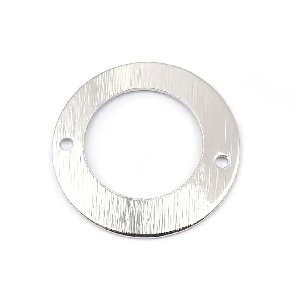 

DoreenBeads Simple Copper Connectors Circle Round Silver/Rose Gold Color Hollow DIY Punk Style Jewely Findings 22mm Dia., 5PCs