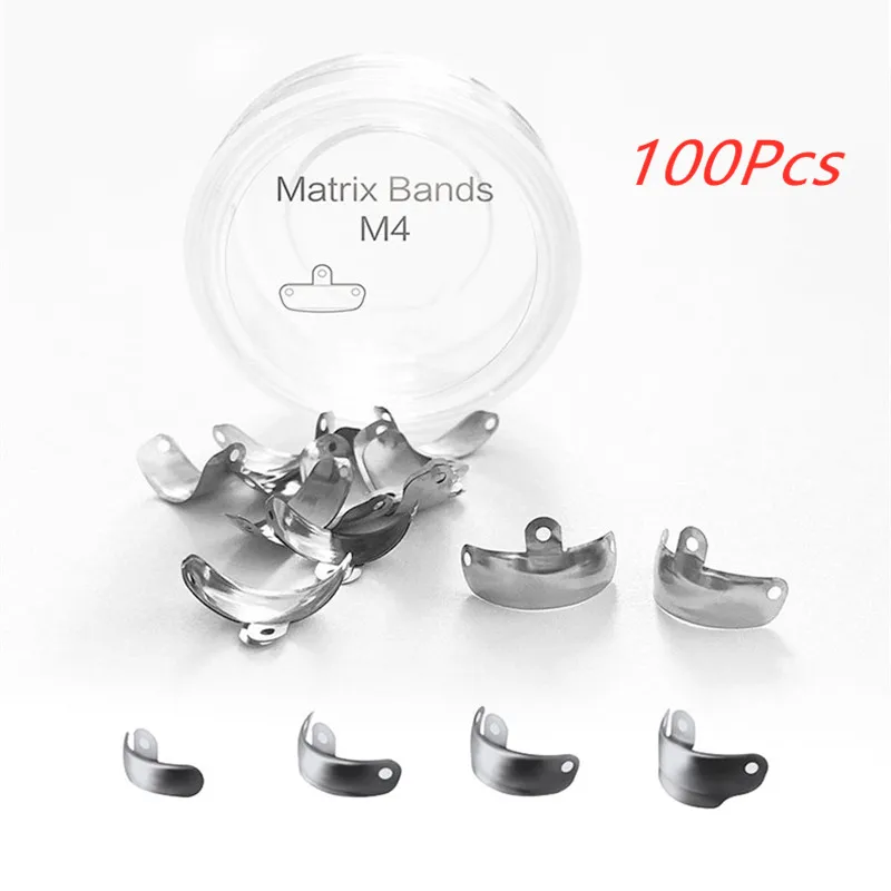 100pcs Dental Matrix Sectional Contoured Metal Matrices Matrix 3.5mm/4.5mm/5.5mm/6.5mm Matrix