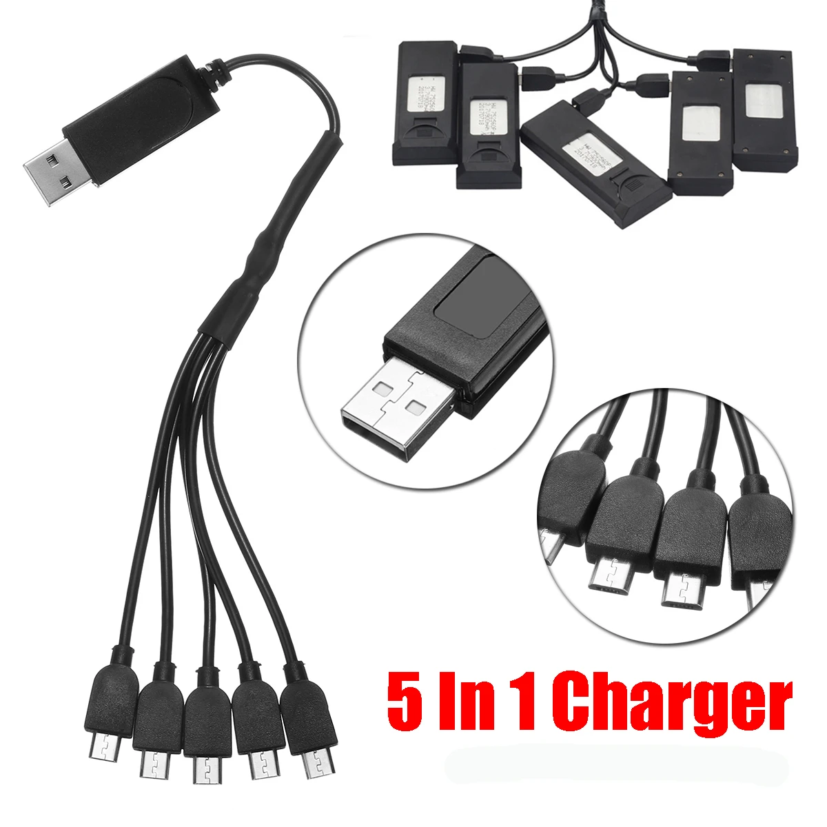 Зарядный USB-кабель 5-в-1 для квадрокоптера XS809S SG700 YH-19HW RC зарядный кабель USB | Игрушки