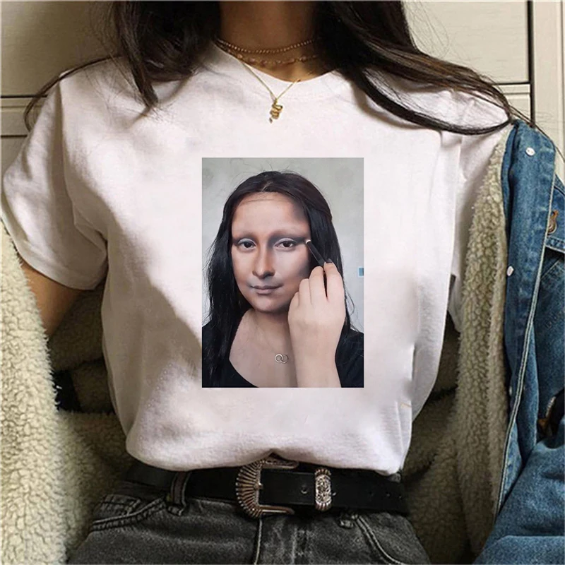 If you become Mona Lisa Printed T Shirt Women Top Tees Harajuku kawaii Short Sleeve Ulzzang T-Shirt Femme Camisetas Mujer 2020