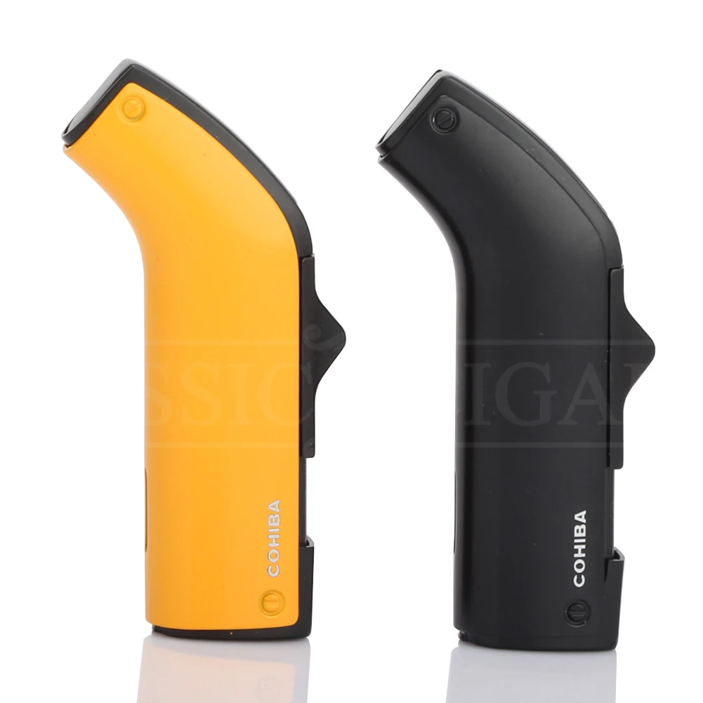 Зажигалка COHIBA Gun Style 2 Jet фонарь зажигалки для бензина желтый черный Бутановая