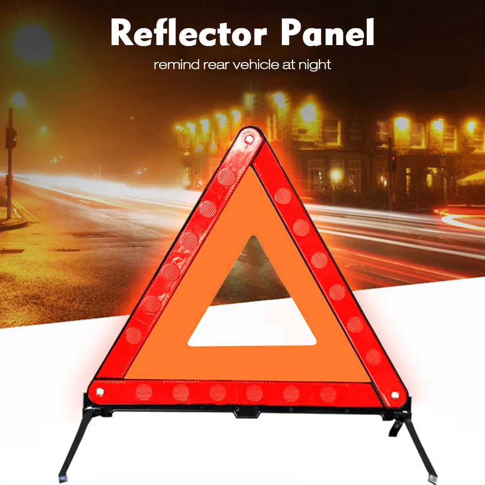 

SALE Car Emergency Breakdown Warning Triangle Red Reflective Safety Hazard Car Tripod Foldable Stop Sign Reflector Wholesale CSV