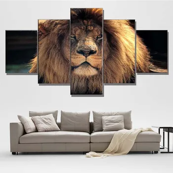 

Poster Canvas Painting Living Room Wall Art 5 Pieces/Pcs Animal Lions Frame Print HD Modular Printed Cuadros Decoration Picture