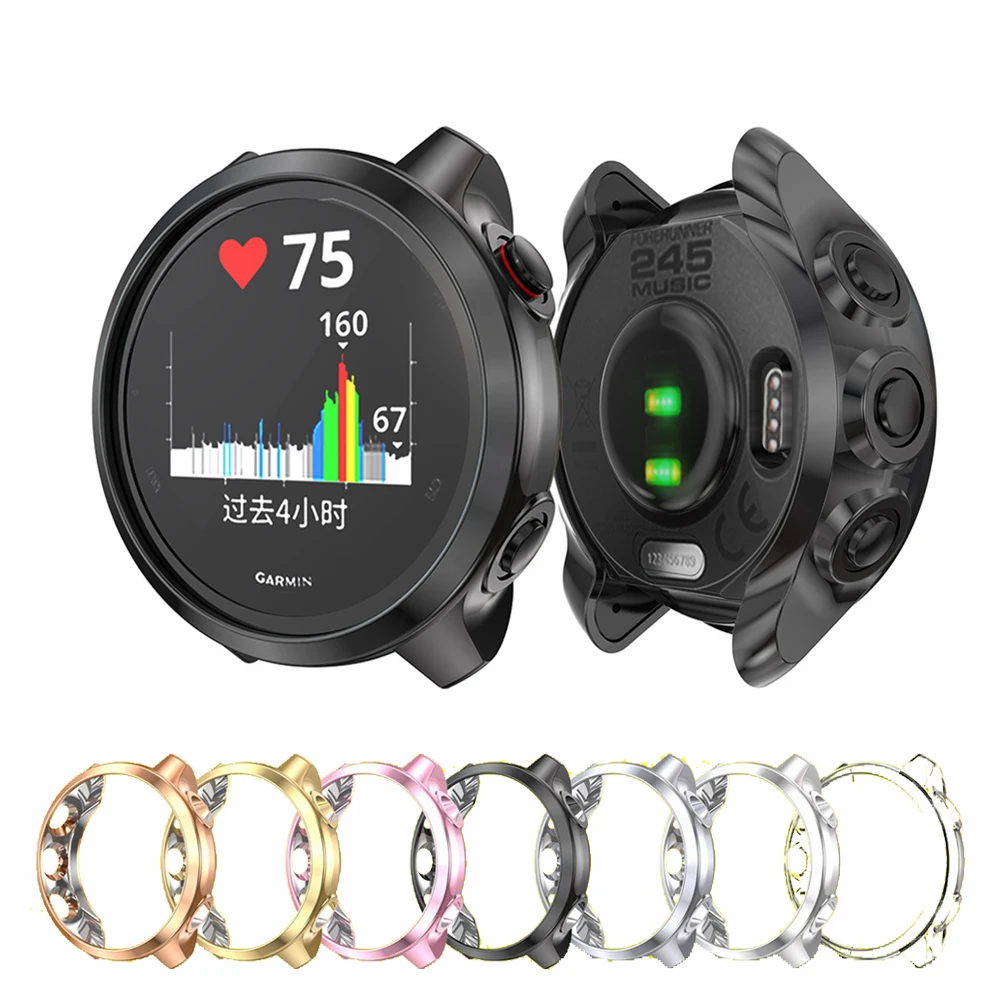 Чехол для часов из ТПУ с гальваническим покрытием Garmin Forerunner 245 м защитный чехол