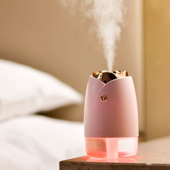 

230ML Ultrasonic Air Humidifier Creative Rose USB Mini Humidifiers Essential Aroma Diffuser With Colorful Lights For Car Home
