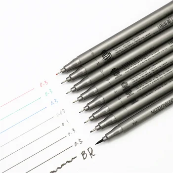 

1set Pigment Liner Multifunction drawing Marker Pen 0.05 0.1 0.2 0.3 0.5 brush Different Tip Black Fineliner Sketching Pens