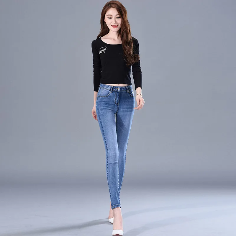 Jeans woman Stretch Pencil Pants High Waist Slim Calf  Jeans Women 2020 Summer