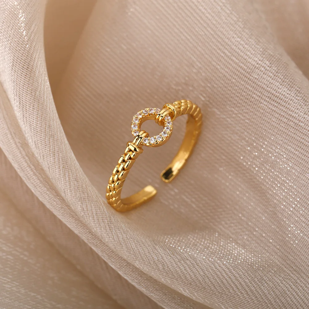 Zircon Round Rings Stainless Steel