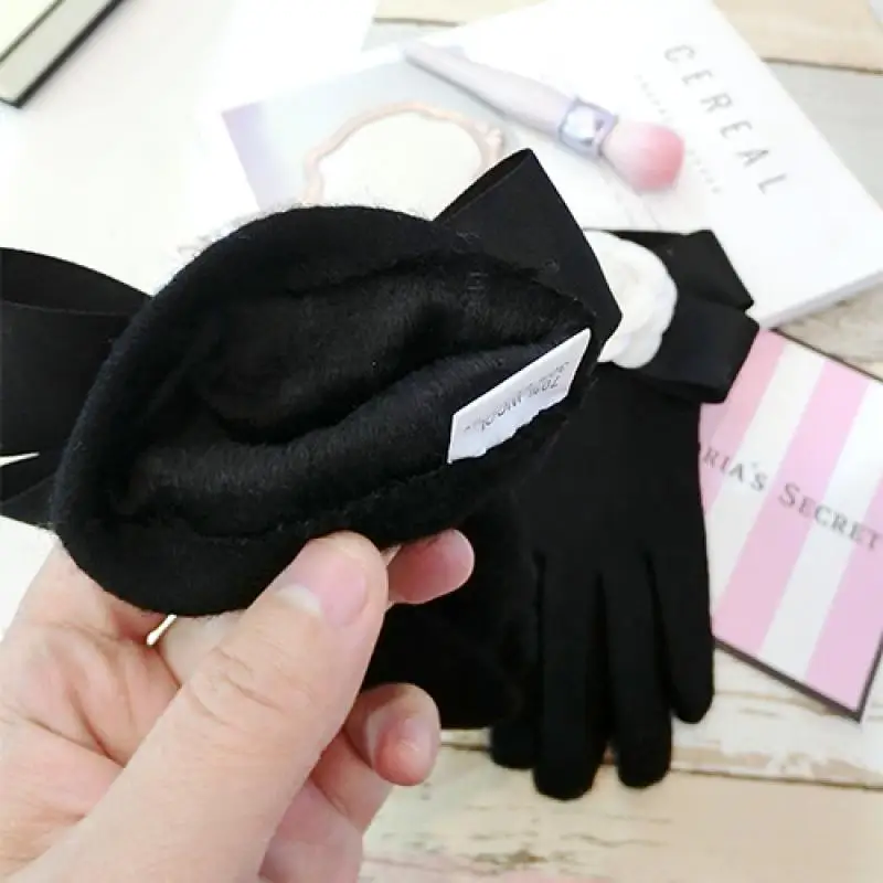 Cashmere Gloves Bowknot Camellia Ladies Gloves Fashion Korean Version of The Thick Warm Touch Screen Winter Gloves A386