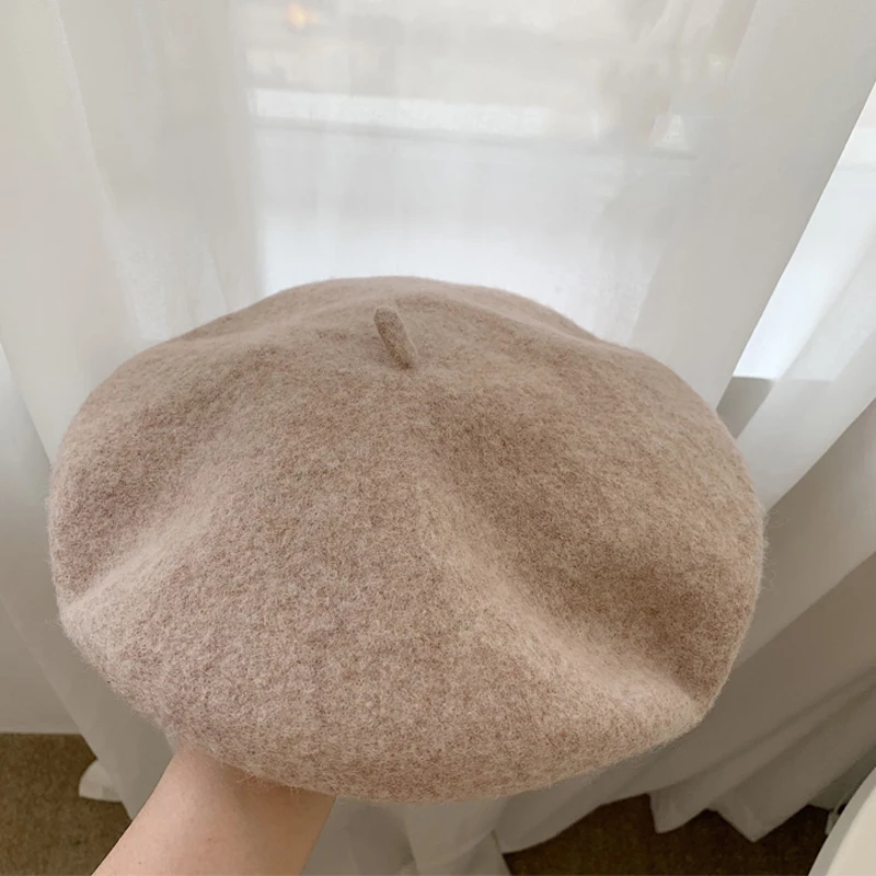 Luna&Dolphin Women 90%Wool Mushroom Rimi Blue Berets Autumn Winter Deep Eaves Knitting Artist Cap Painter Beanie Hat Sweet Color Luna&Dolphin Women 90%Wool Mushroom Rimi Blue Berets Autumn Winter Deep Eaves Knitting Artist Cap Painter Beanie Hat Sweet Color