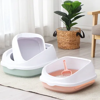 

Pet Cat Toilet Semi-Enclosed High Fence Detachable Cat Litter Box Cat Toilet Dog Tray Clean Scoop Home Plastic Sand Box Supplies