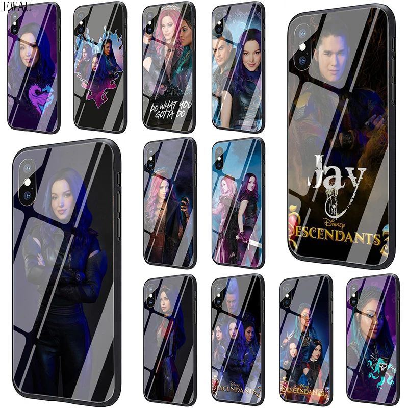 

EWAU Descendants 3 Tempered Glass phone case for iphone 5 5s SE 6 6s 7 8 plus X XR XS 11 pro Max