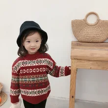 Зимний Рождественский свитер для девочек, теплые плотные свитера из парчи со снежинками для мальчиков, Детская вязаная одежда с длинными рукавами