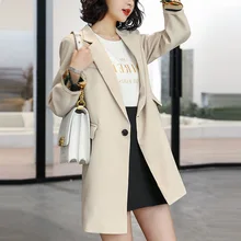 ^^Best Offers Fashion temperament ladies jacket blazer 2019 autumn new solid color long women's suit High quality office jacket suit ^^Best Offers Fashion temperament ladies jacket blazer 2019 autumn new solid color long women's suit High quality office jacket suit