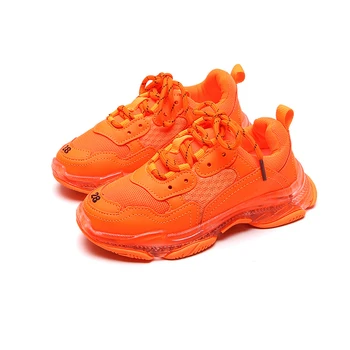

2020 Girls Boys Lace-Up Mesh Runner Sneakers Toddler/Little/Big Kid Sport School Trainers Children Casual Brand Chunky Shoes
