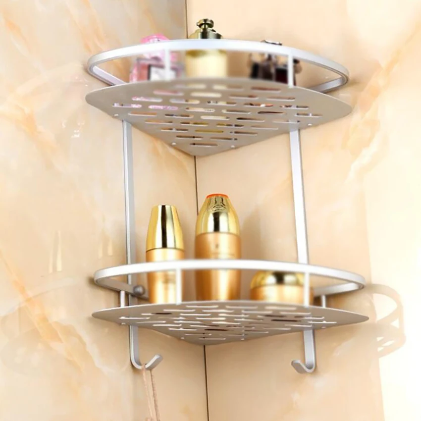 prateleira do banheiro parafusos de aluminio duravel fixo camadas prateleira chuveiro titular armazenamento cozinha shampoo sabao cosmeticos organizador prateleira 03