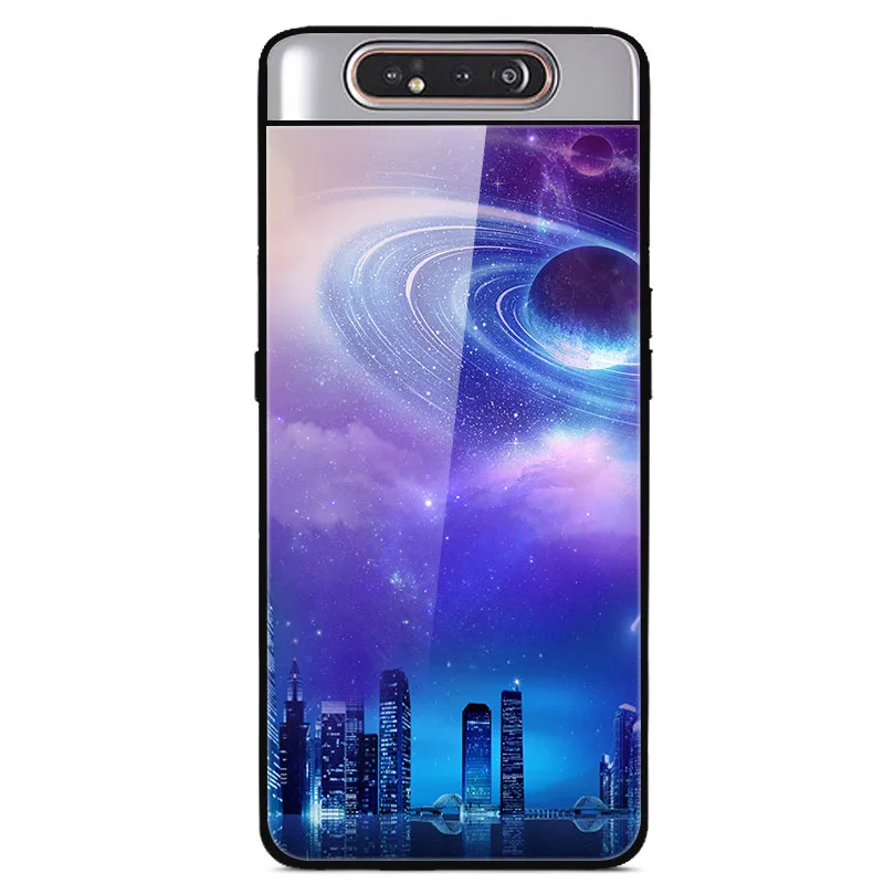 1 Для samsung A80 чехол закаленного стекла Звездный космический жесткий чехол для samsung Galaxy A80 A805F SM-A805F TPU бампер A 80 чехол для телефона - Цвет: 1
