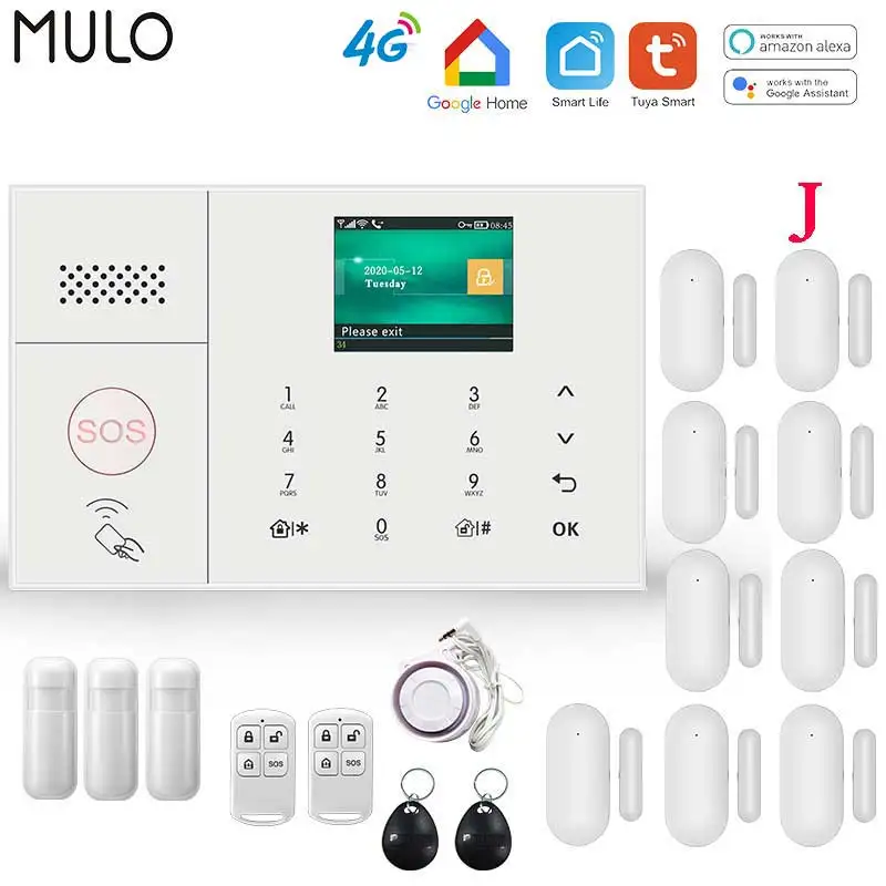 wireless security keypad MULO 4G 3G Security Alarm Systems for Home with Smart Motion Detector and Door Sensor PG108 security alarm keypad Alarms & Sensors