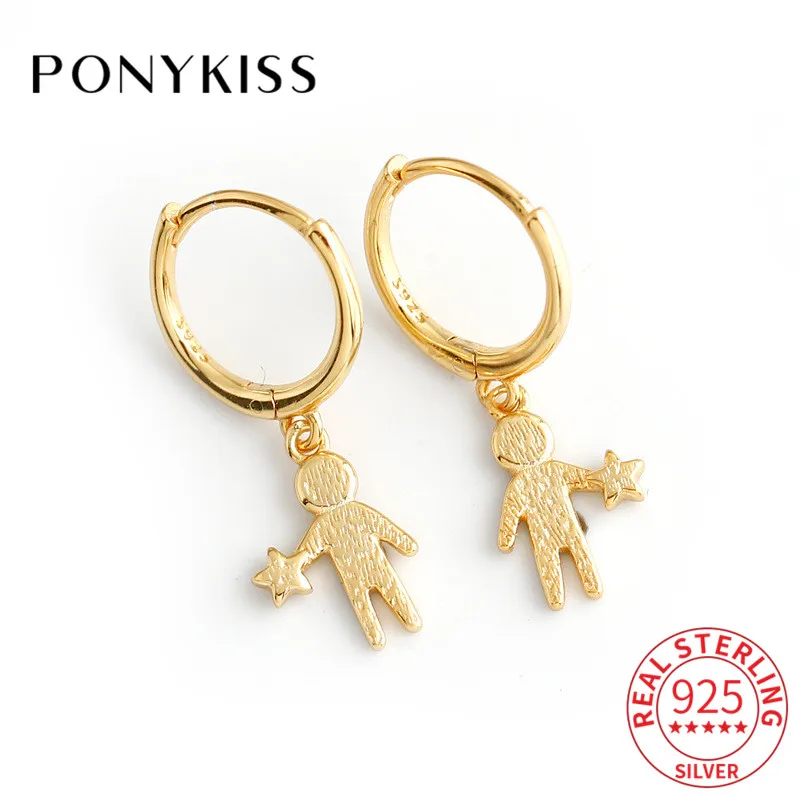 Женские матовые серьги-кольца PONYKISS из стерлингового серебра 925 пробы вечерние