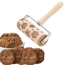 Рождественская Скалка печенье тиснение узор Скалка булавки с ручкой деревянная форма для выпечки рулонные инструменты