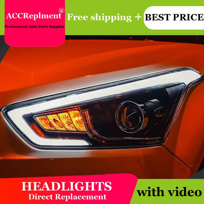 Автомобильный Стайлинг для hyundai IX25 фары- IX25 светодиодный фонарь светодиодный drl H7 hid Bi-Xenon двойные линзы ближнего света