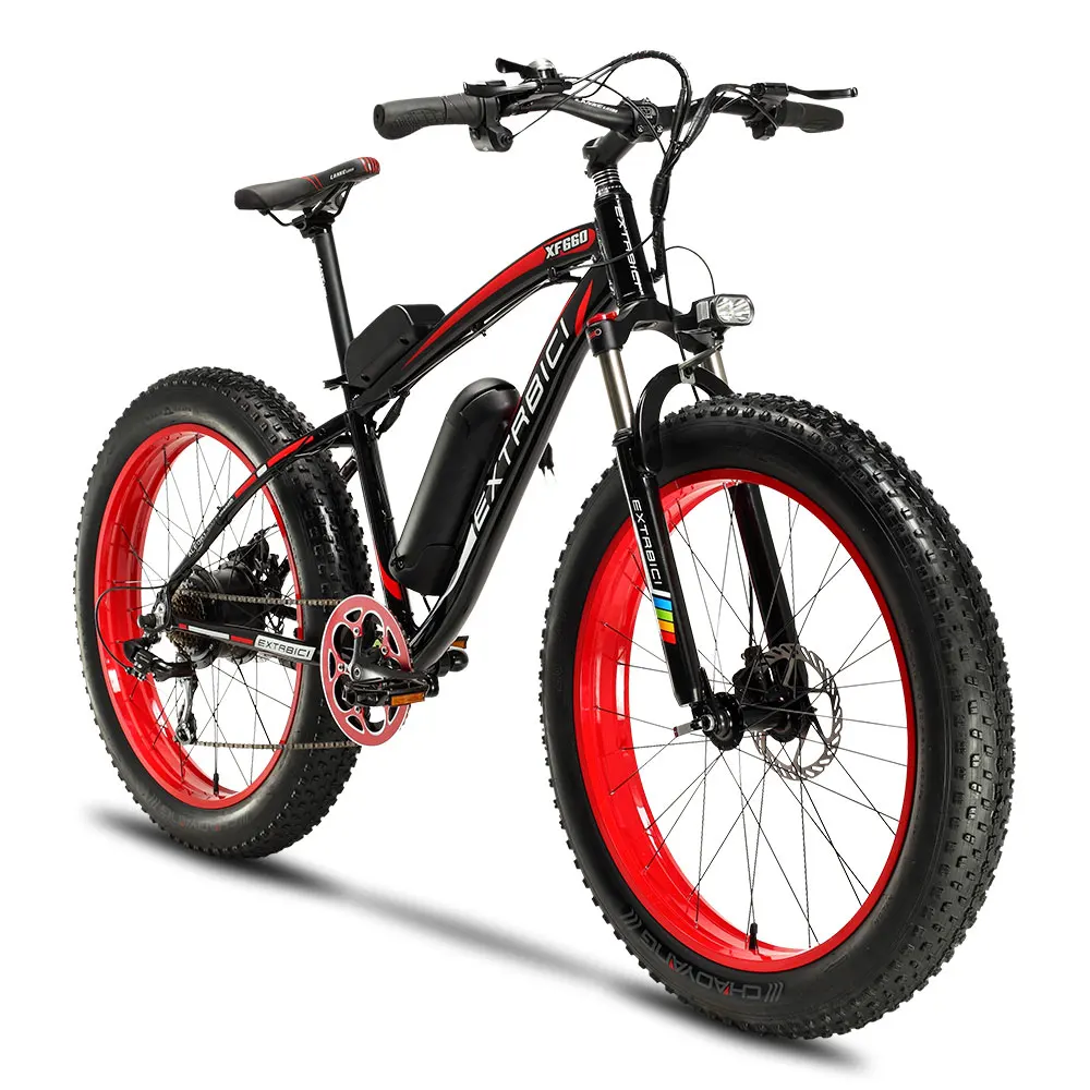 Cyrusher Electric Mountain Bike 26\ inch Fat Tire Bicycle 48V 1000W 17A Lithium Battery for Men Big wheel Snow Bicycle XF660