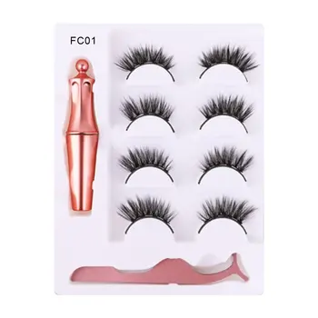 

4 Pairs 3D Quantum Magnetic Eyelashes False Eyelashes Natural Thick Long Eye Lashes Wispy Makeup Beauty Extension Tools