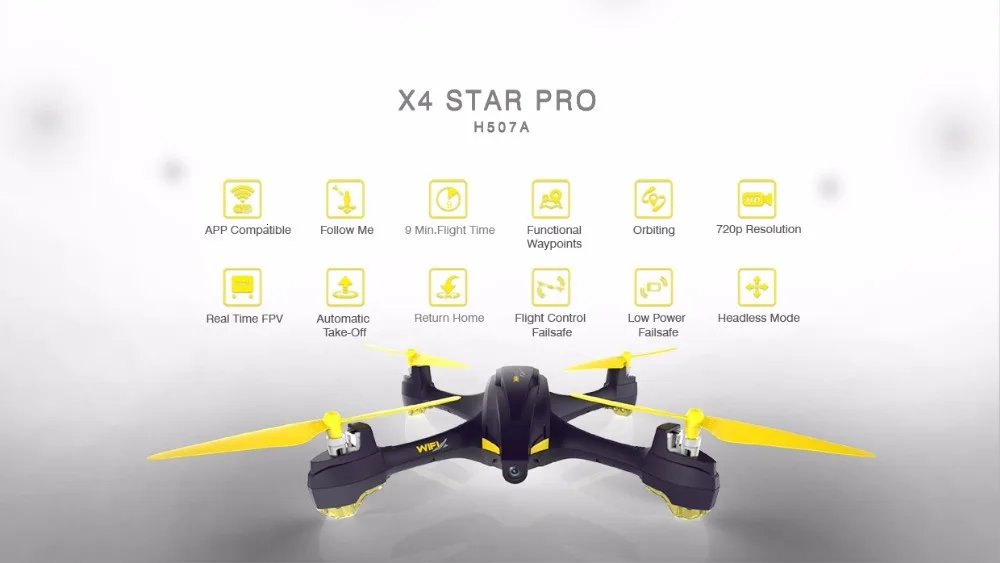 Hubsan X4 PRO H507A Квадрокоптер с Wifi камерой APP Driven FPV Дрон с GPS RC Quadcopter RTF(управление IOS/Andriod