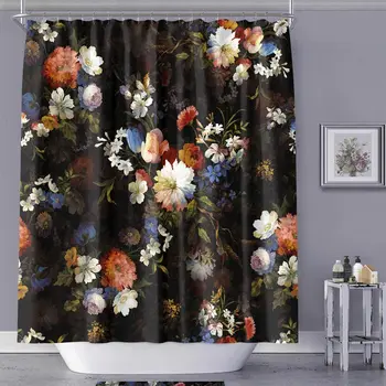 

Flower Fabric Shower Curtain Art Print Polyester Fabric,Waterproof, Machine Washable,Hooks Included