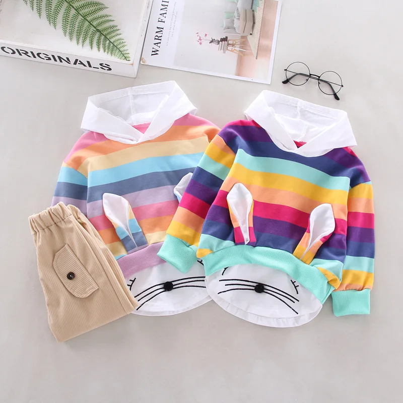 

Girl'S Suit 2019 New Style Children Fashionable Western Style Sports Stripes GIRL'S Two-Piece Set Network Red Tide Childrenswear