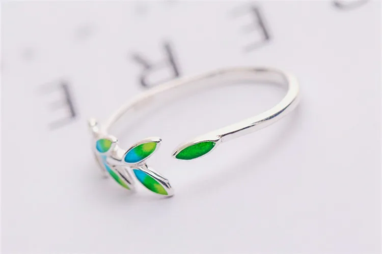 DreamySky Bijoux, простой стиль, 925 пробы, серебряные кольца в виде листьев для женщин, подарки, большие Регулируемые кольца на палец