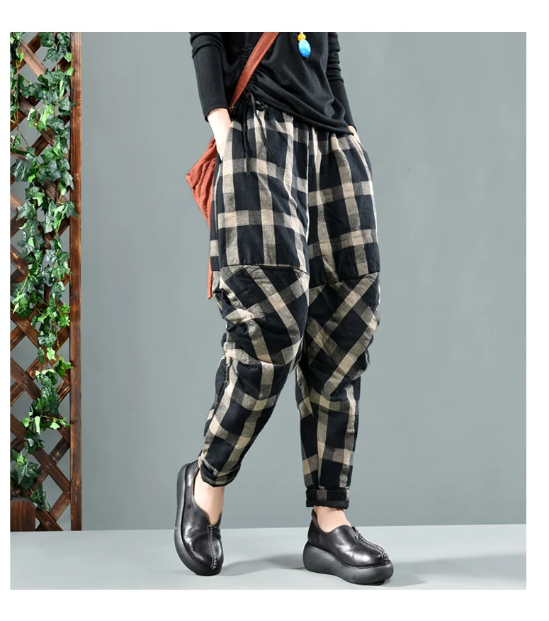 Max LuLu Winter Fashion Korean Ladies Warm Streetwear Womens Elastic Plaid Trousers Casual Female Fitness Loose Harem Pants