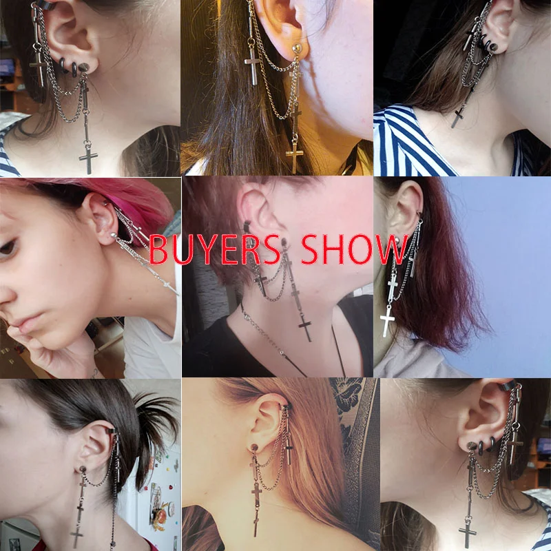 Fashion Retro Bohemian Black Cross Earrings Charm Ladies Personality Hip Hop Tassel Pendant Earrings Women Jewelry Gifts